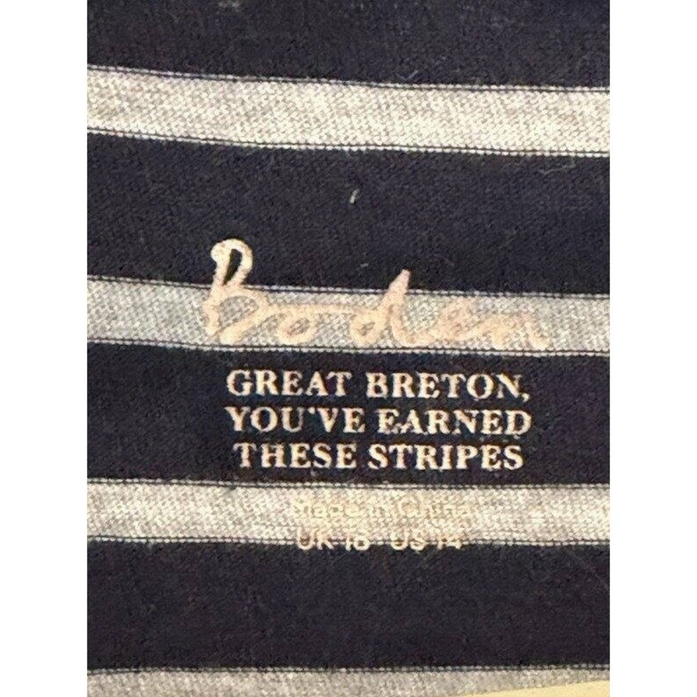 Boden Breton Striped Long‎ Sleeve Cotton Shirt Black Gray Size 14 - Picture 6 of 9